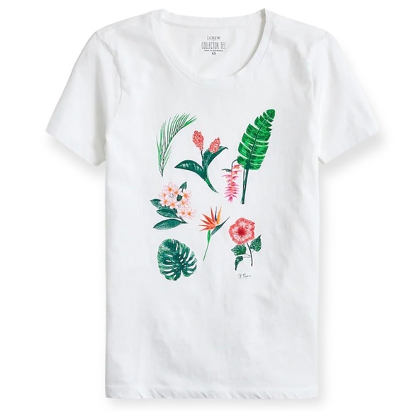 J. CREW Graphic Tee Tropical Plant Palm Flower Graphic Crew Neck T-shirt - Picture 2 of 12